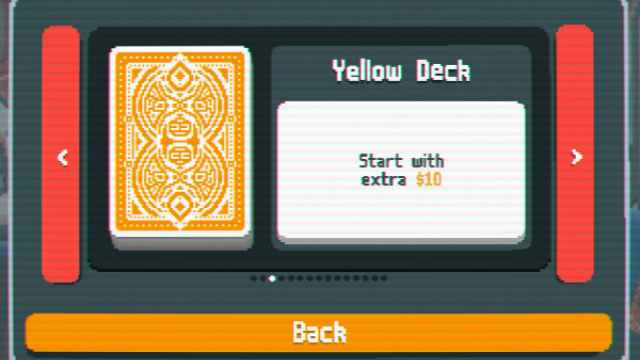 The Yellow Deck in Balatro with a yellow eight on its back.