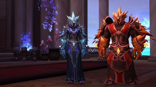 Mage Tier sets in World of Warcraft with blue and red color palettes.