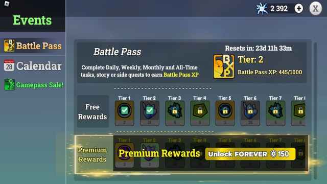 Lost Souls Events menu.