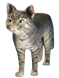 A grey cat with stripes in Enshrouded. This shows readers what a tamable cat looks like.