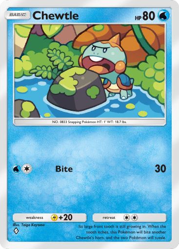 The Chewtle card from Mythical Island in Pokemon TCG Pocket