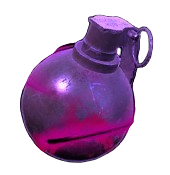 A spherical grenade with shiny purple effects.
