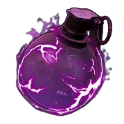 A spherical grenade with shiny purple effects.
