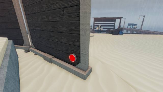 A hidden red button on a wall in Fisch Roblox