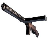 A standard-looking SMG with a dark grey barrel and beige handle