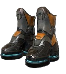 A pair of dark grey boots with orange accents. This shows readers what the Triple Jump Boots look like