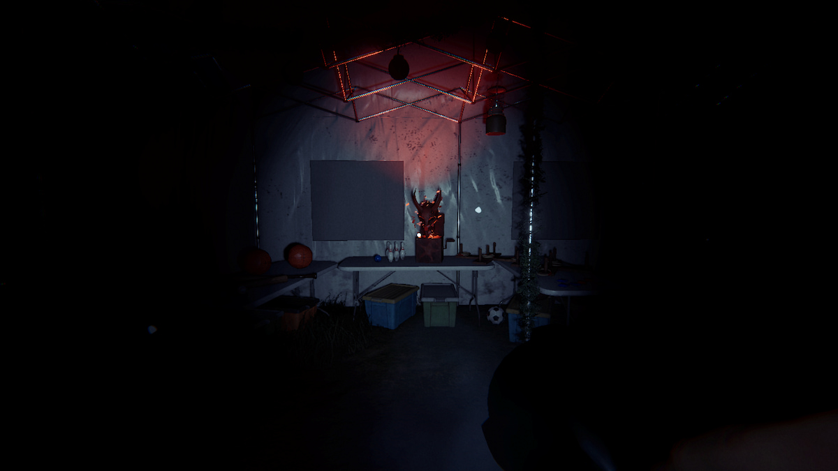 A krampus box in the games tent in Phasmophobia. 