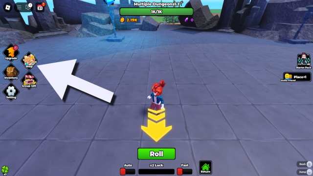 Screenshot of the Anime RNG TD shop button.