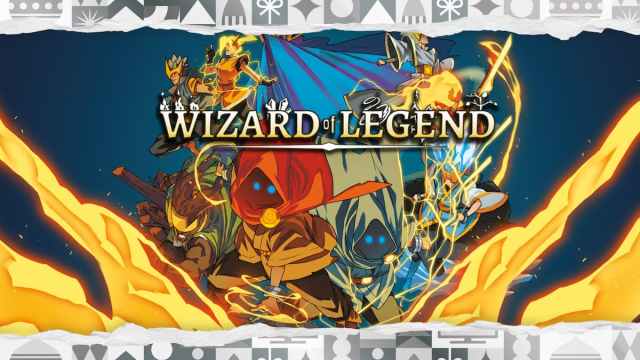 torn wrapping paper revealing Wizard of Legend banner