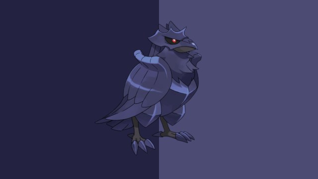 Corviknight in front of a dark background.