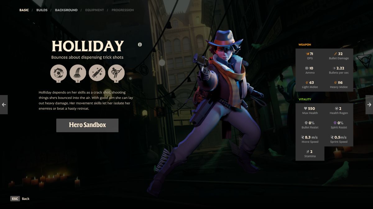 An image from Deadlock of the hero Holliday, a gunslinger that uses explosive barrels and a pistol.