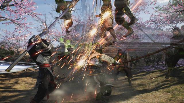 Dynasty Warriors Origins weapons tier list: the nameless protagonist slashing a few enemies with some flying into the air.