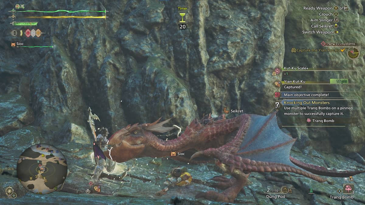 Capturing a monster in Monster Hunter Wilds