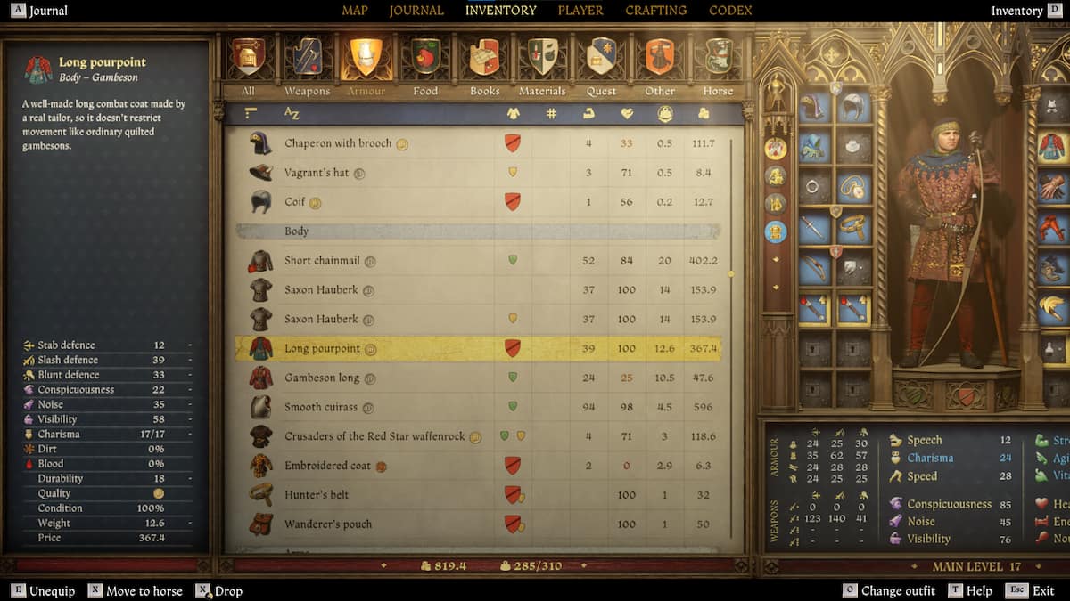 Clothing quality in Kingdom Come 2