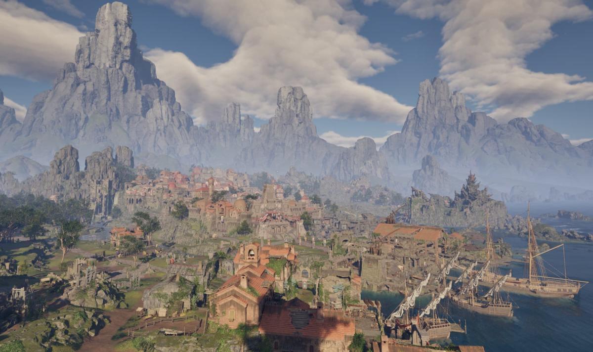 A screenshot of a gorgeous city, Paradis, form Avowed.