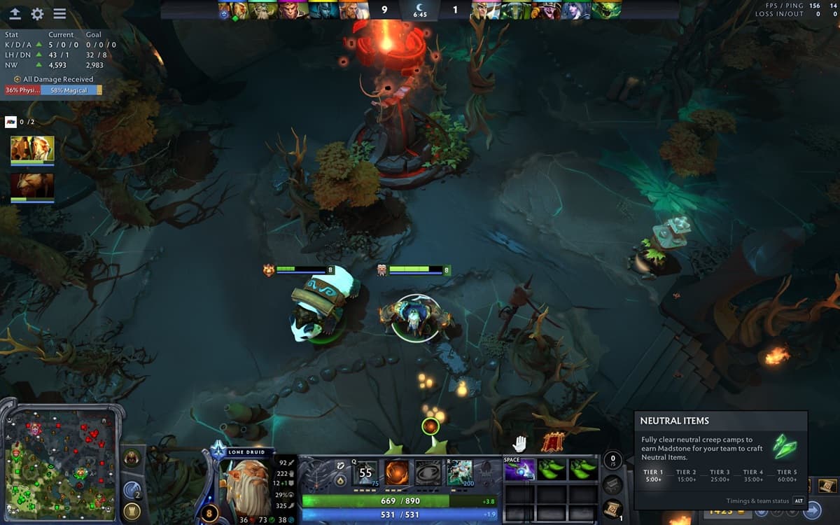 Lone Druid showcasing the Madstone feature of Neutral Items in Dota 2