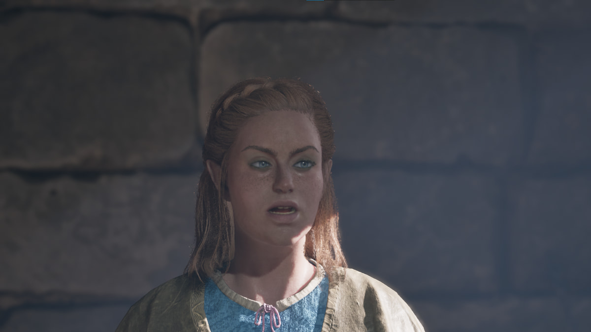 Ilora, a woman with orange hair, stands in a jail cell in Avowed