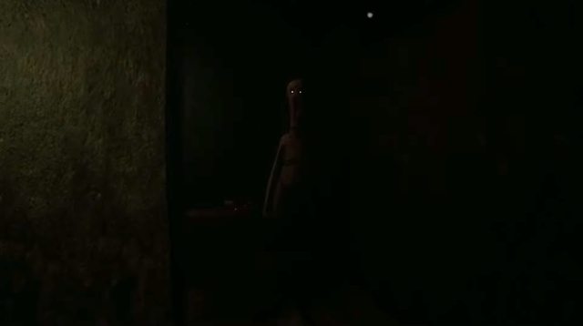 The monster standing in the dark of the endless loop basement