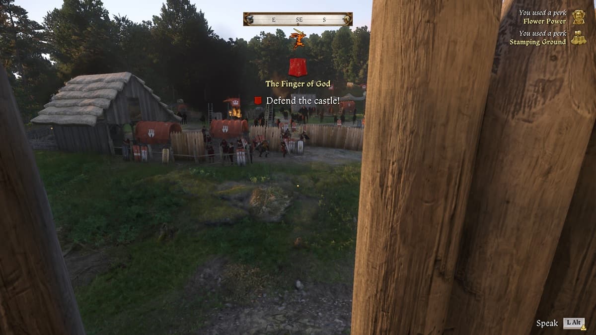 A small army clad in red standing the background ready to attack