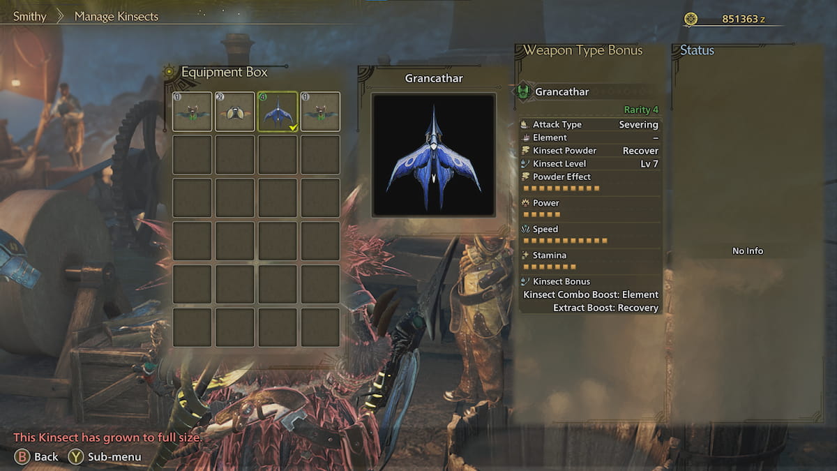 Kinsect Stats in Monster Hunter Wilds