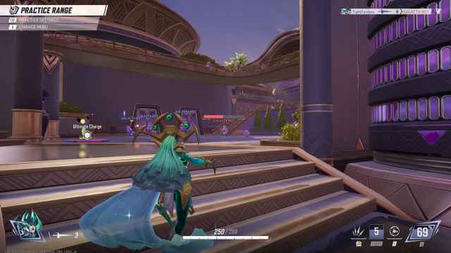An image from Marvel Rivals of a small blue dot crosshair for snipers.