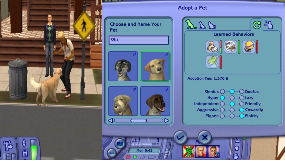 adopting a pet in The Sims 2
