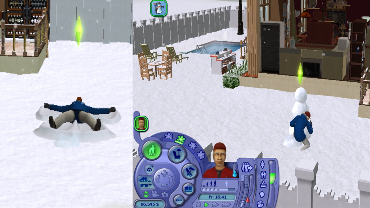 making snow men and snow angels in the sims 2