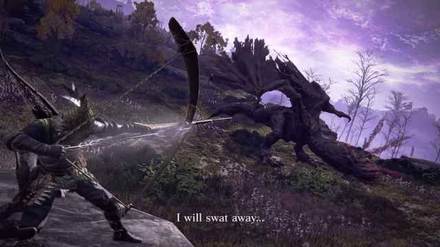 A Ranger-like character drawing their bow in Nightreign.