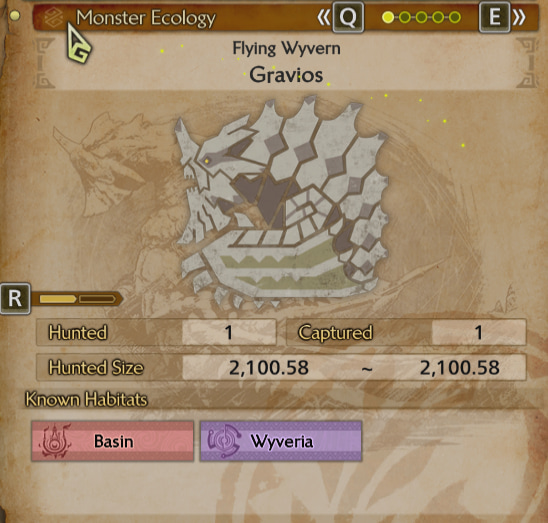 gravious monster field guide image and data