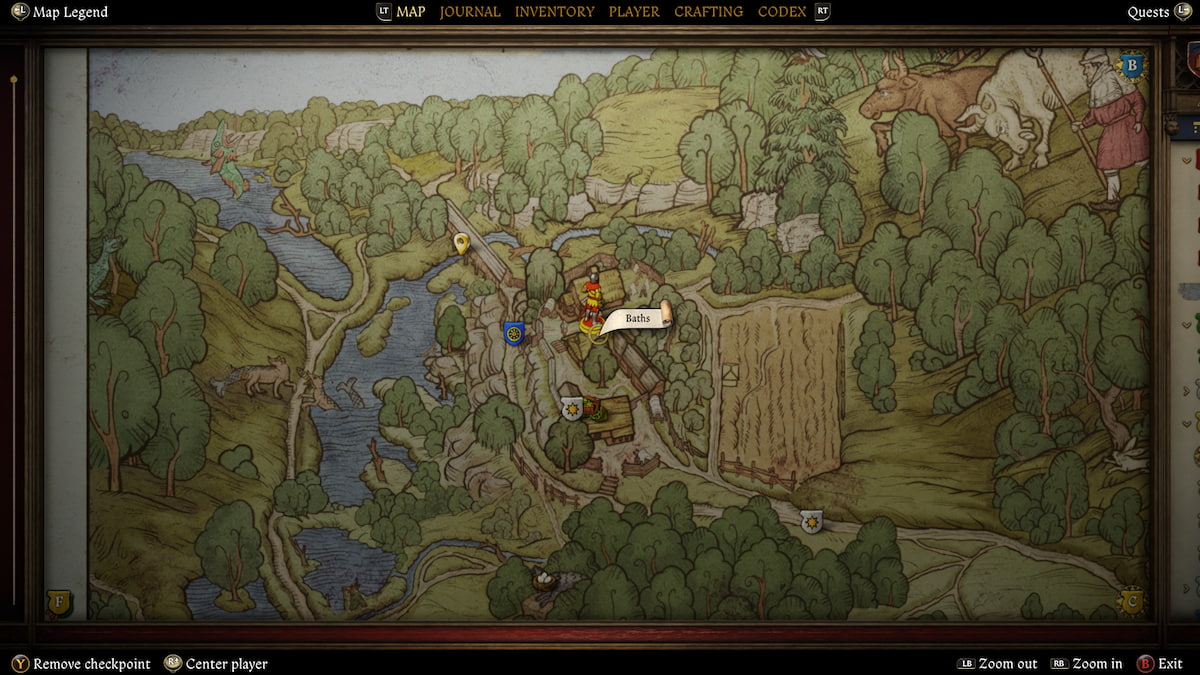 Map location for the Zhelejov bathhouse in Kingdom Come: Deliverance 2