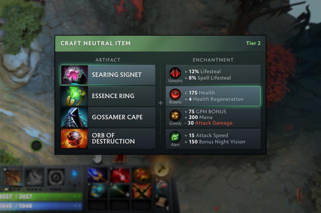 Dota 2 neutral item crafting in Patch 7.38