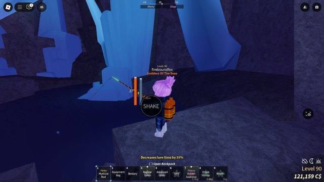 Fishing in the cavern in Fisch.