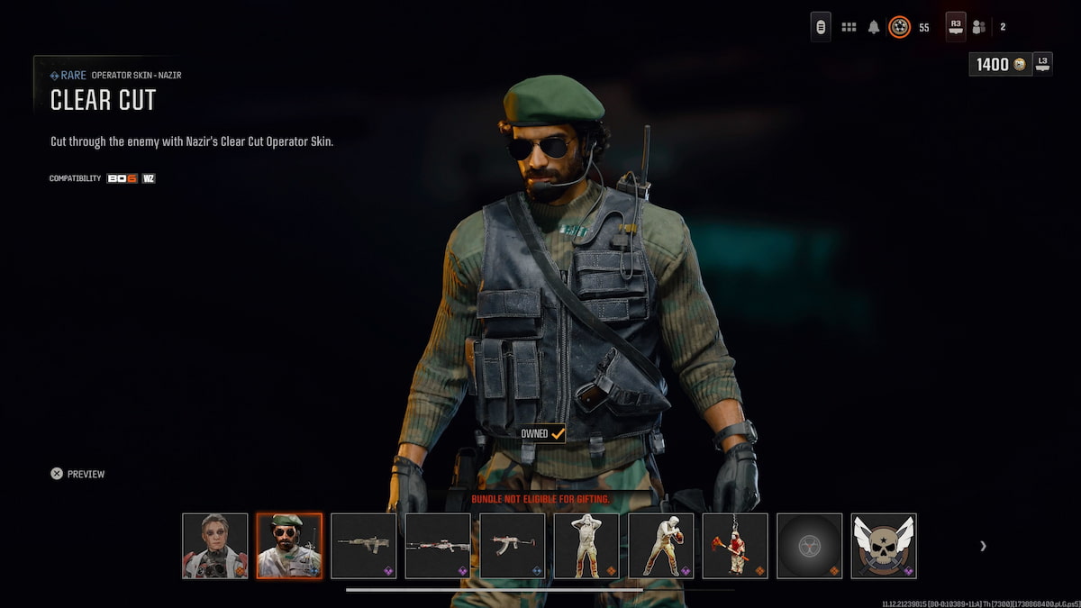 Clear Cut skin for Nazir operator in BO6