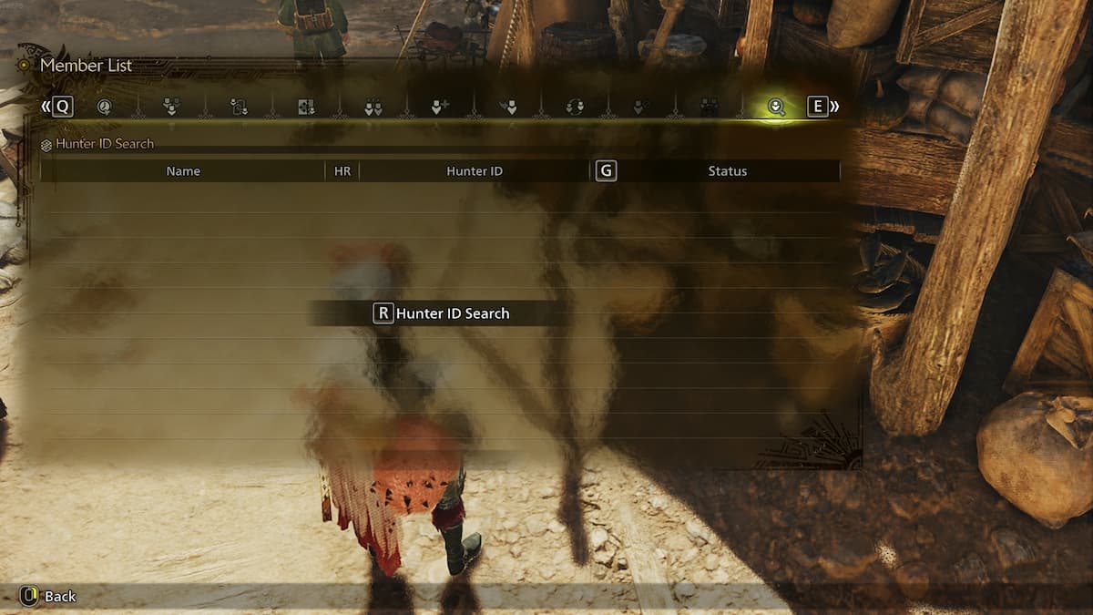 The Hunter ID search menu in Monster Hunter Wilds