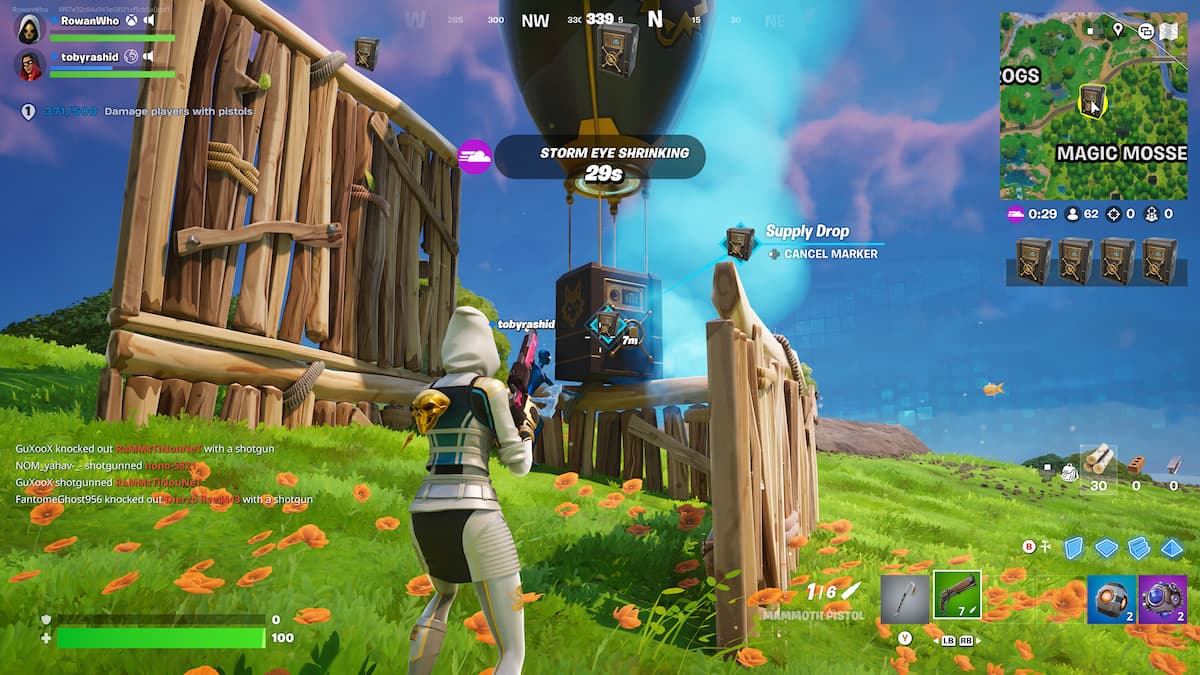 fortnite character in white and gold opening a supply drop