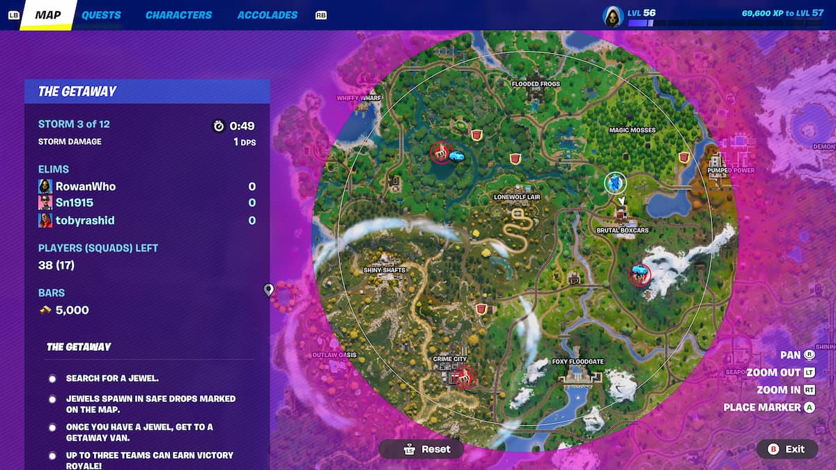 Fortnite getaway icons on the map