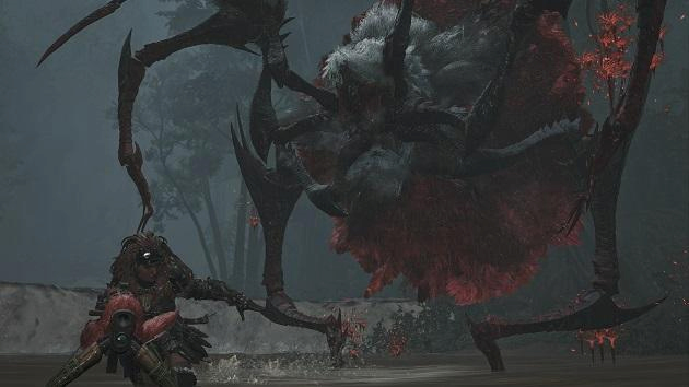 Lala Barina in the rain fight in MH Wilds