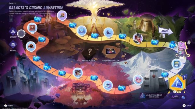 The Galacta's Cosmic Adventure board in Marvel Rivals showing rewards.