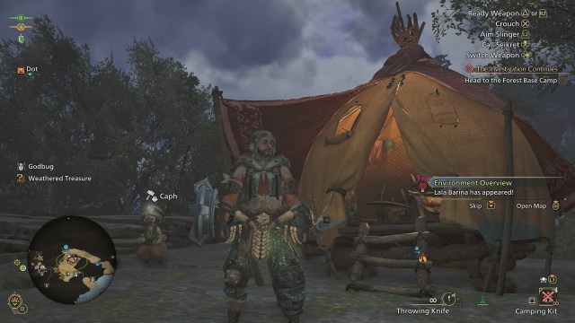 Standing in front of a Pop-up Camp in MH Wilds