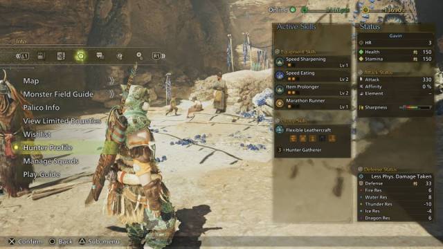 Hunter Profile on the MH Wilds menu