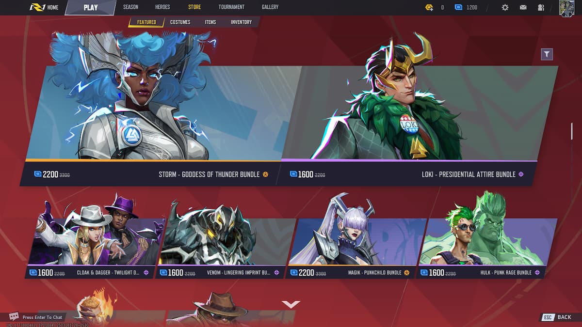 Picture showing skin shop in Marvel Rivals.