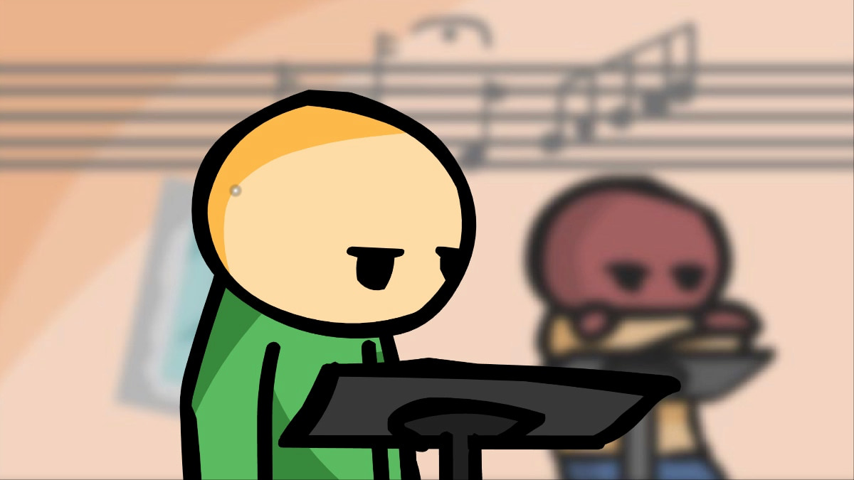 Riddle school 2 character looking bored in music class