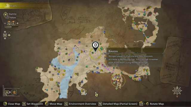 An image from Monster Hunter Wilds of a Bauno location, where you can get Screamer Pods.