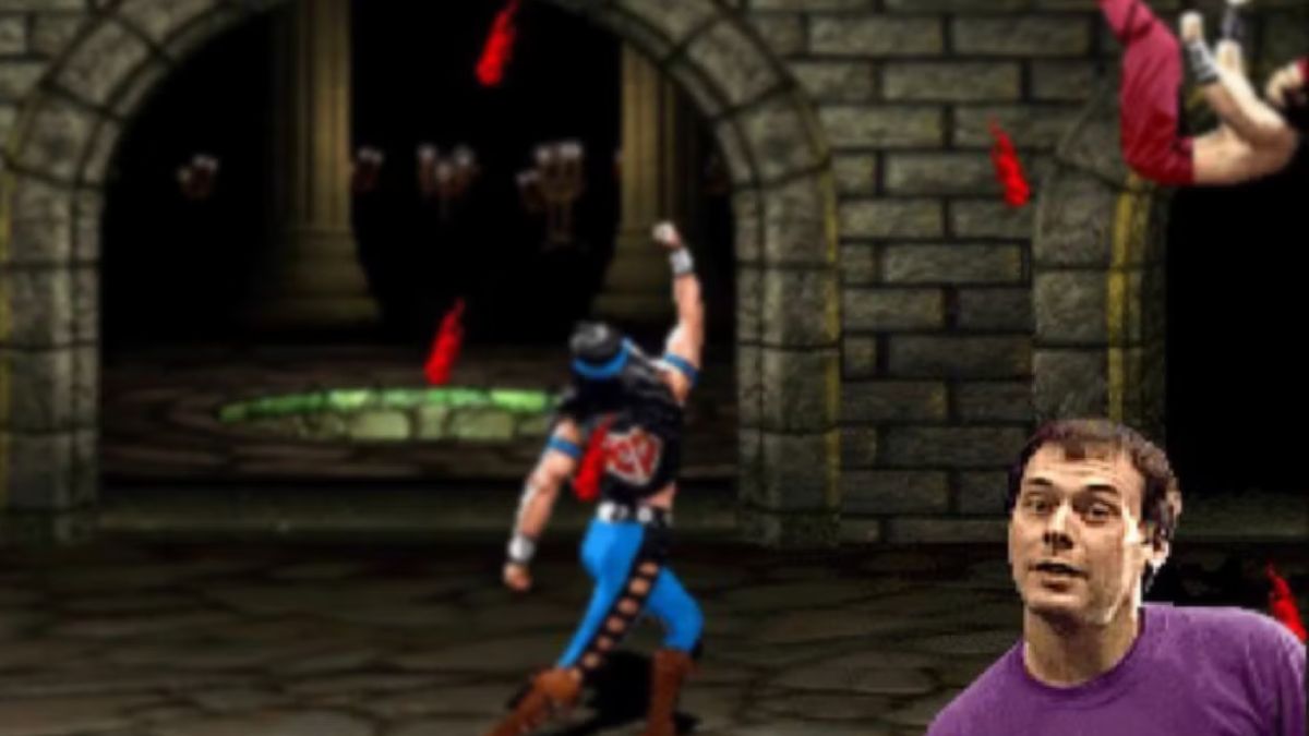 An image from Mortal Kombat 2 of the Toasty easter egg that activates when a character lands an uppercut.