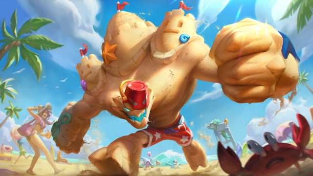 Picture showing the Pool Party Malphite skin in League of Legends.