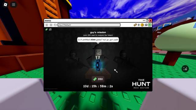 Picture showing Untitled Tag Game Badge purchase screen on Roblox.