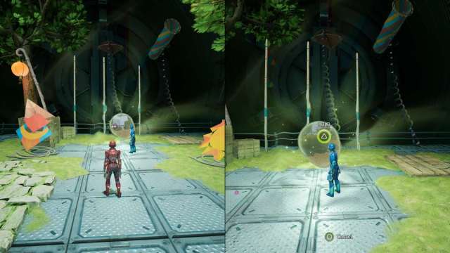 Mio and Zoe looking at a portal