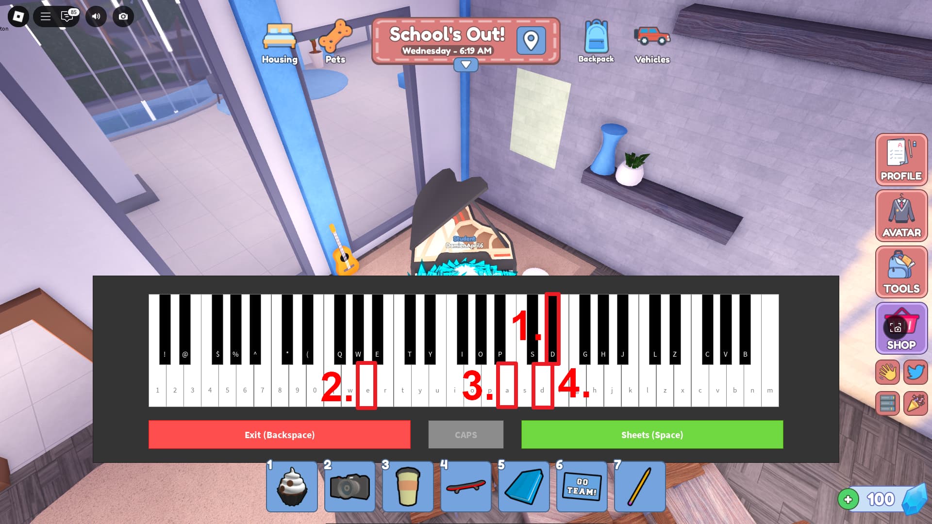 Bayside High School The Hunt: Mega Edition Mega Token music room piano task