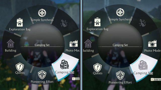 Atelier Yumia image showing the difference between eligible camp spots and ineligible ones.