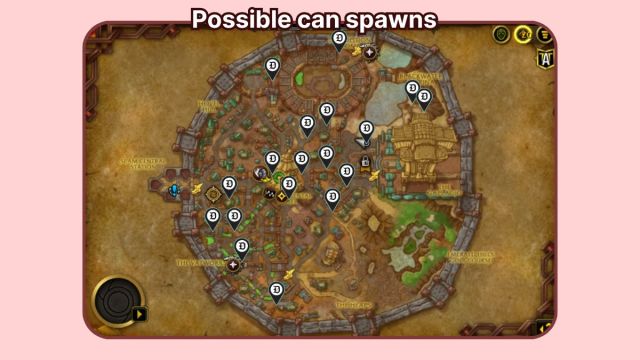 Can locations in Undermine World of Warcraft with small markers.